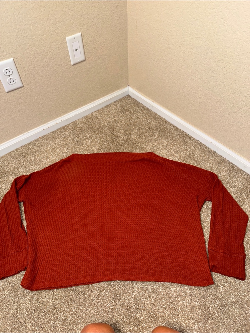 LOFT Women's Rust Red Knit Sweater waffle knit Classic Long Sleeve SZ XL - Picture 2 of 8